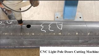 स्वचालित पोल दरवाजे काटने की मशीन, सीएनसी लाइट पोल दरवाजा काटने की मशीन
